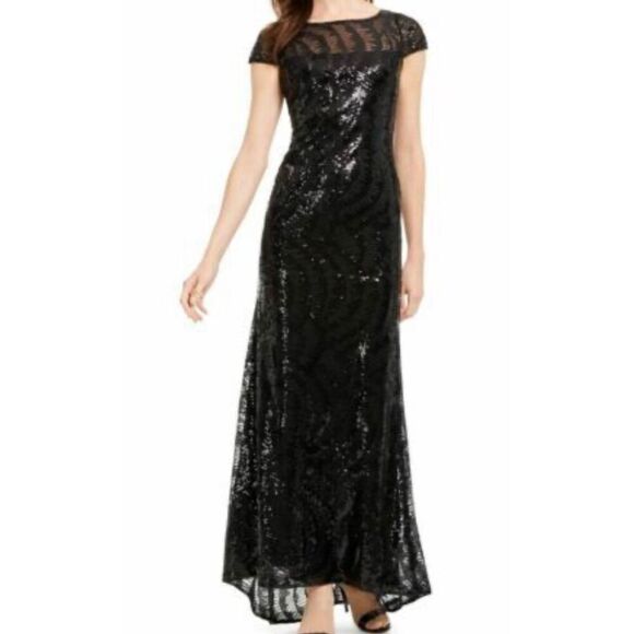 Calvin Klein black sequin cap sleeve maxi dress size 6 - Picture 14 of 14
